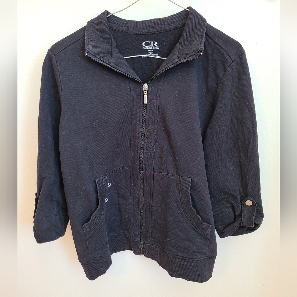 🌟Carroll Reed Black Full Zip Sweater Size Small Petite